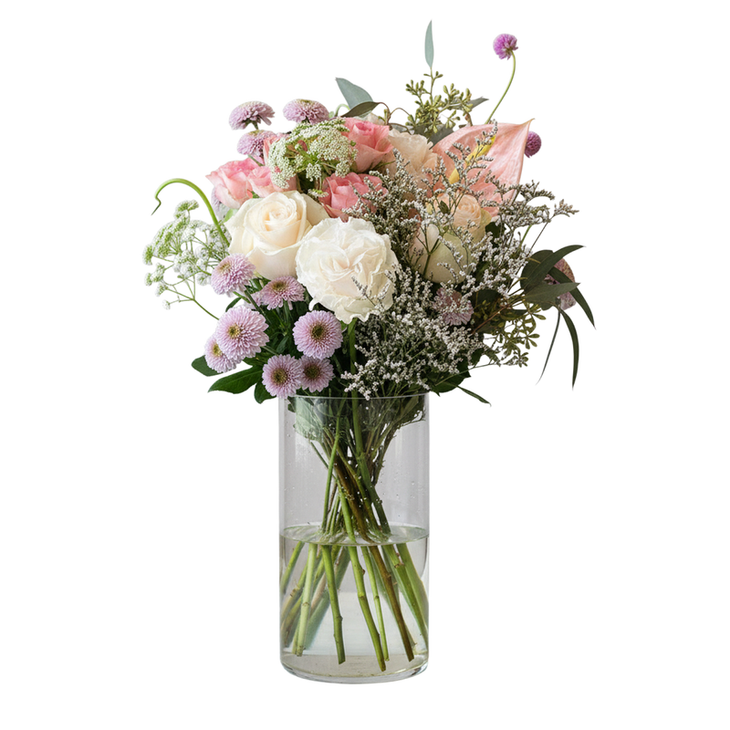 pink white ranunculus bouquet, soft, Brossard florist