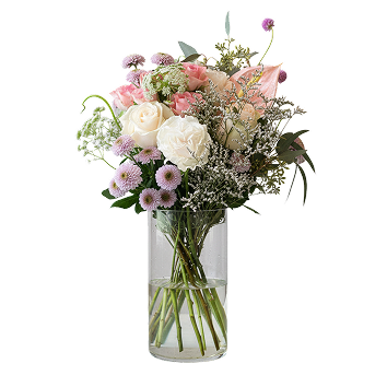 blush lavender whimsical bouquet, wispy florals, Brossard florist