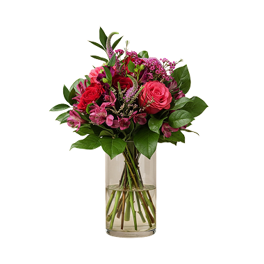 hot pink rose carnation bouquet, bold, Brossard florist