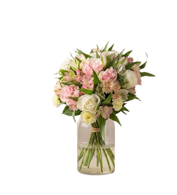 pink white garden rose bouquet, elegant, Brossard florist