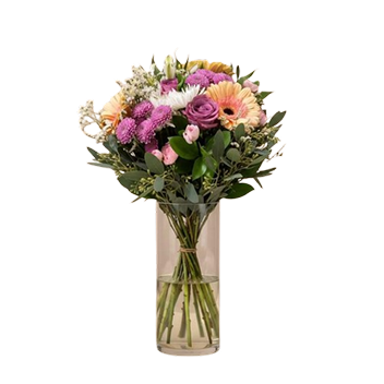 pink purple wildflower bouquet, loose style, Brossard florist