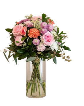blush pink garden bouquet, roses dahlias, Brossard florist