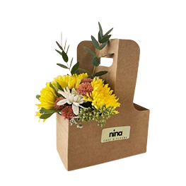 yellow orange chrysanthemum caddy, Brossard florist