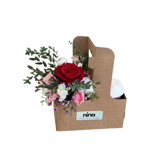 red pink caddy bouquet, Brossard florist