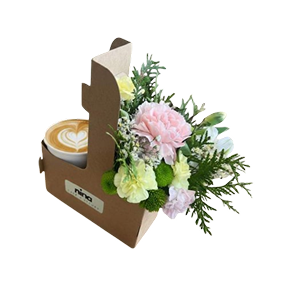 coffee carnation caddy, café gift, Brossard florist